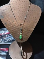 Sterling necklace. Mojave green turquoise