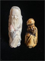 Two Bone Carved Figurines