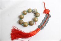 Chinese Coins Set and Stone Beads Bracelet