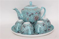Chinese Glazed Porcelain Teapot Cup Set