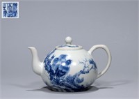 Chinese Blue and White Porcelain Teapot,Mark