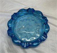 Vintage Tiara Blue Glass W/Lotus flower