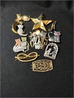 Group of 8 brooches, star is Home Interiors,
