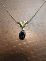 14k gold 9g rope chain with Garnet pendant