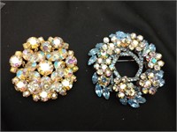 2 beautiful rhinestone brooches