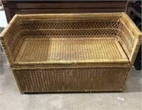 Wicker Bench with storage As Is