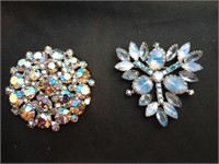 2 stunning rhinestone brooches