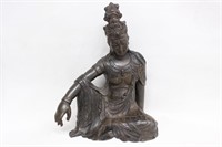 Chinese ChengxiangWood Carved Seatting Guanyin