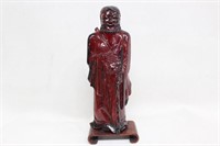 Vintage Chinese Red Amber Color Figurine