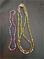 2 stunning glass beaded costume necklaces