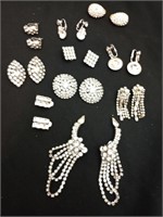 10 pairs of rhinestone clip on earrings