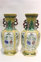 Pair of Chinese Sancai Porcelain Vases