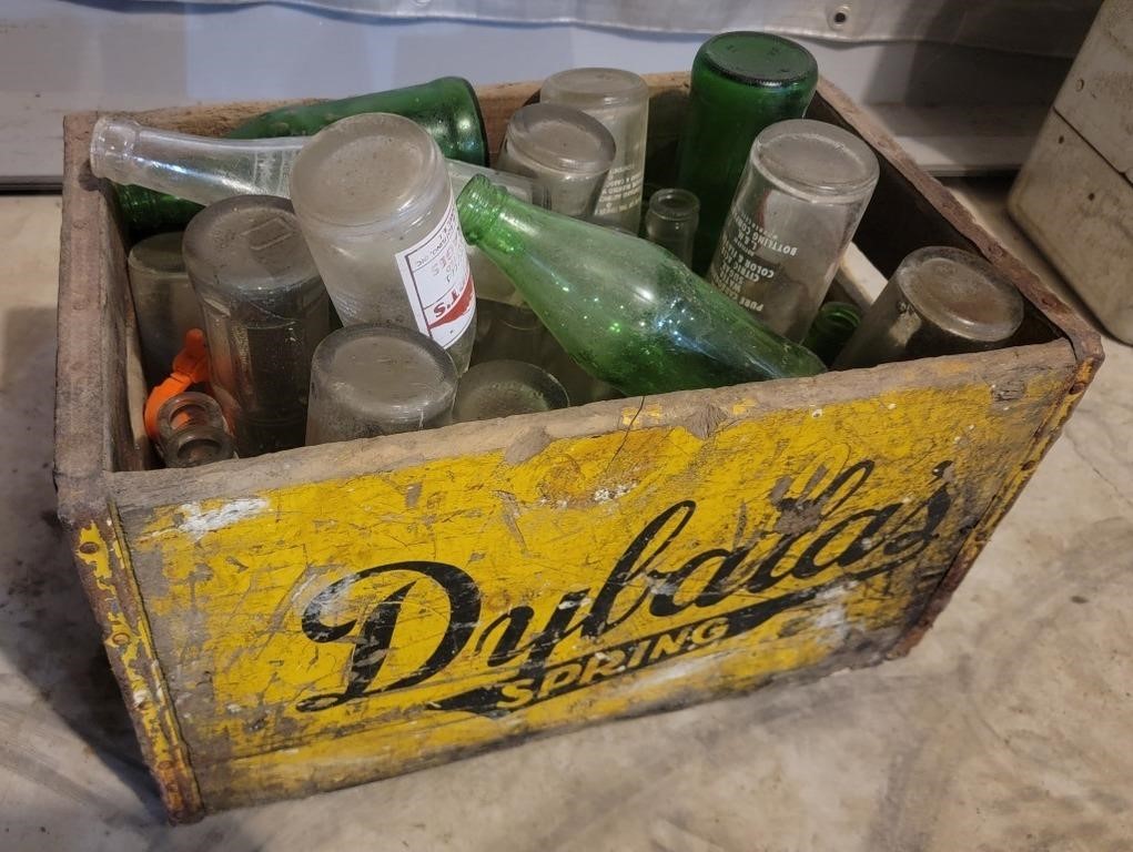 Vintage Wooden Crate and Bottles