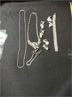 Magnificent group of unsigned rhinestone jewelry.
