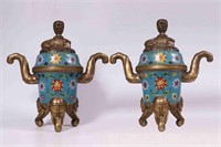 Pair of Chinese Cloisonne Incense Burner