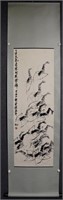 Chinese Ink Color Scroll Painting, Shrimps