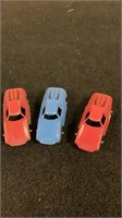 3 Vintage Red Tootsie Toy Die-cast Fiat Abarth