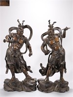 Pair of Chinese Bronze Figural Sculpture