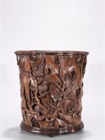 Qing Chinese Chengxiang Wood Carved Brushpot