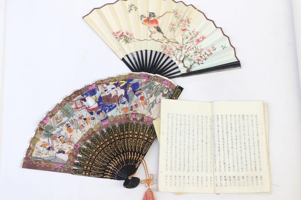 Two Hand Paint Fan and Japanese Book