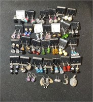 Large group of sterling silver pierced earrings,
