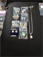 Variety of lovely jewelry. Vtg pendant is Karu.