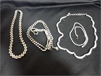 4 sparkly rhinestone costume necklaces