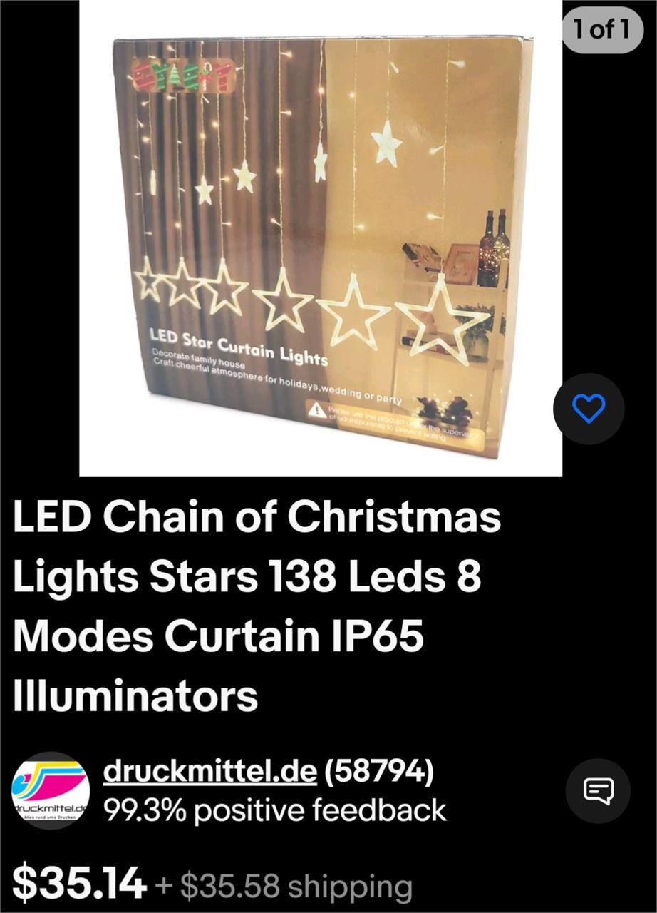 LED Chain of Christmas Lights: Stars