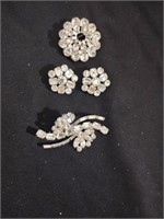 Weiss costume brooches, clip on earrings