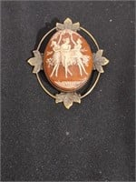 Muses cameo modern costume brooch