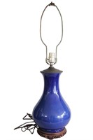 Chinese Blue Glazed Porcelain Vase Made into Lamp