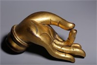 Qing Chinese Gilt Bronze Buddha Hand
