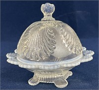 Northwood Glass White Opalescent Butter Dish
