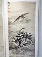Chinese Ink Color Scroll Painting, Ducks