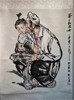 Chinese Ink Color Scroll Painting,Signed