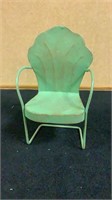 Miniature Rustic Metal Sea Shell Back Lawn Chair