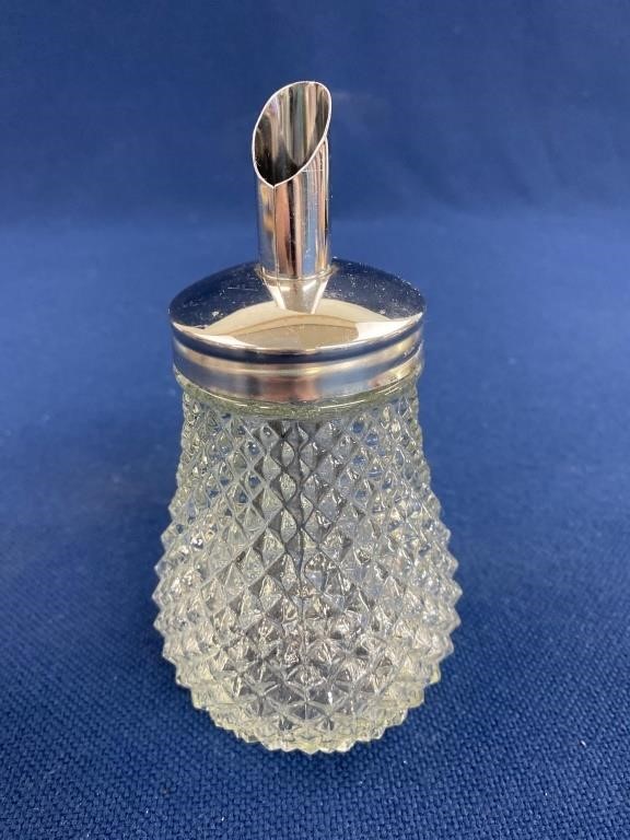 Vintage Diamond Point Clear Glass Sugar Bottle