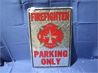 Firefighter parking only sign