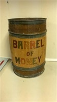 Wood Barrel Piggy Bank "Barrel of Money