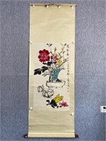 Chinese Ink Color Scroll Painting w Signature
