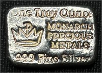 Hand Poured 1 oz Silver Bar Monarch Precious Metal
