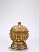 Chinese Gilt Bronze Lotus Incense Burner