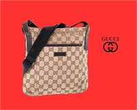 Gucci Crossbody Messenger Brown Canvas Bag