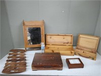 WOODEN BOXES ,WOOD MEDICINE CABINET, MISC