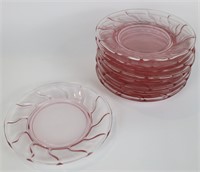 Vintage Rose Pink Depression Glass Plate Set
