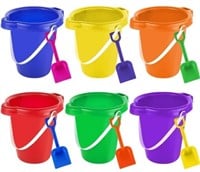 Set of 6, 7" Sand Buckets with Shovels, Ages5+
