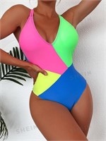 Shein Criss Cross Backless One Piece Swimsuit-L