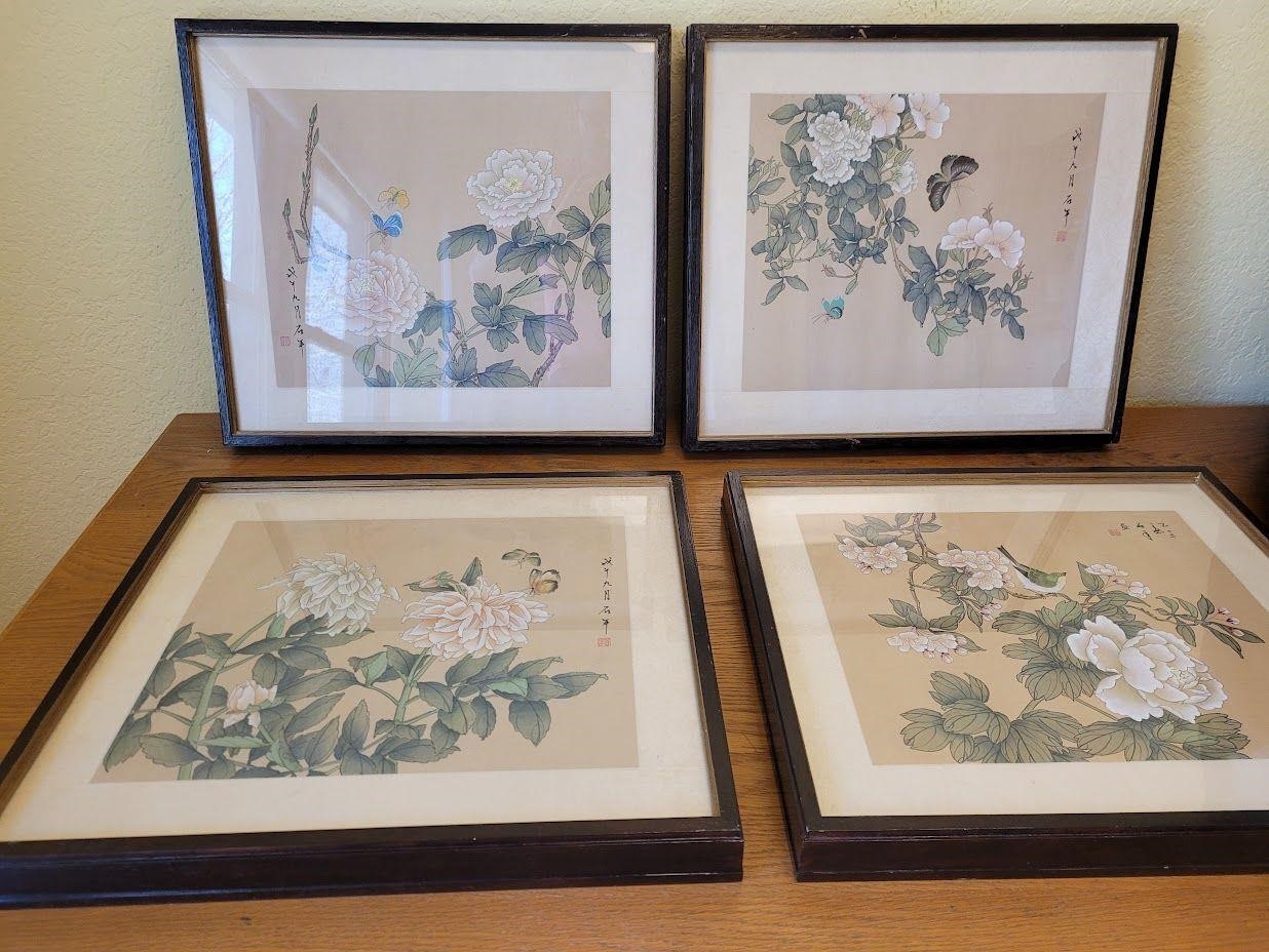 4 authentic Japanese prints (17.5 x 19 frames)