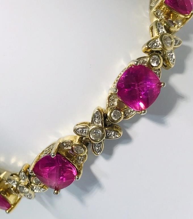 Beautiful Gold On Sterling Silver 925 Pink Topaz