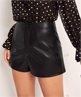 SHEIN W\omen's High Waist PU Leather Shorts-M